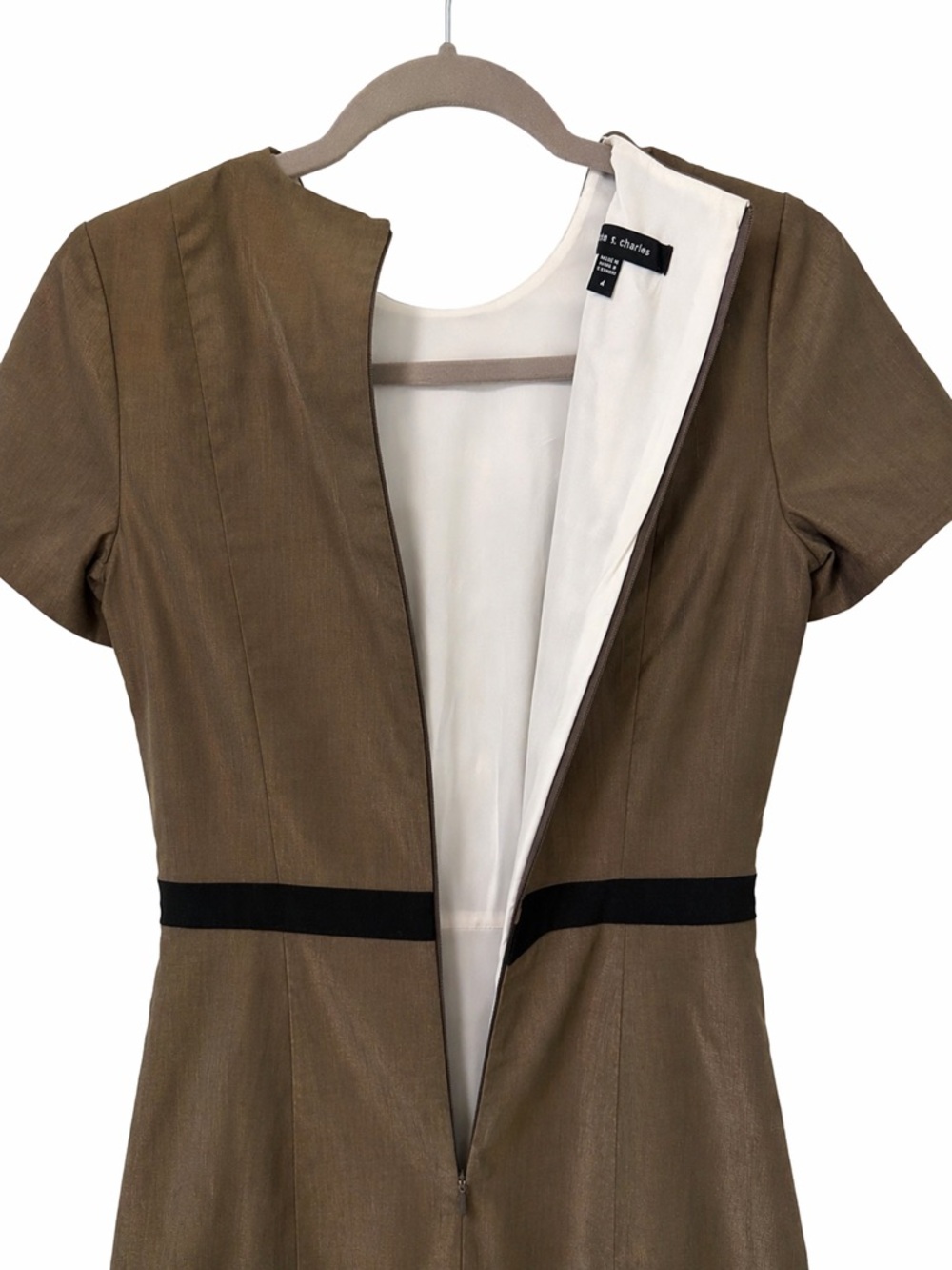 Judith & Charles Linen Blend Dress Sz 4 Made in Canada Designer Business Chic - Picture 3 of 10